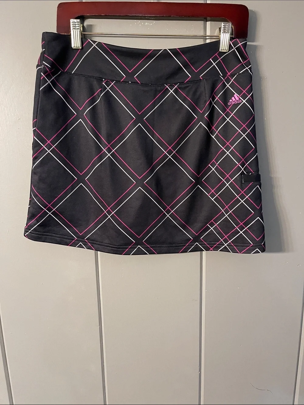 Adidas Skort Skirt Short Golf Pickleball Tennis Black Pockets Sporty Tomboy